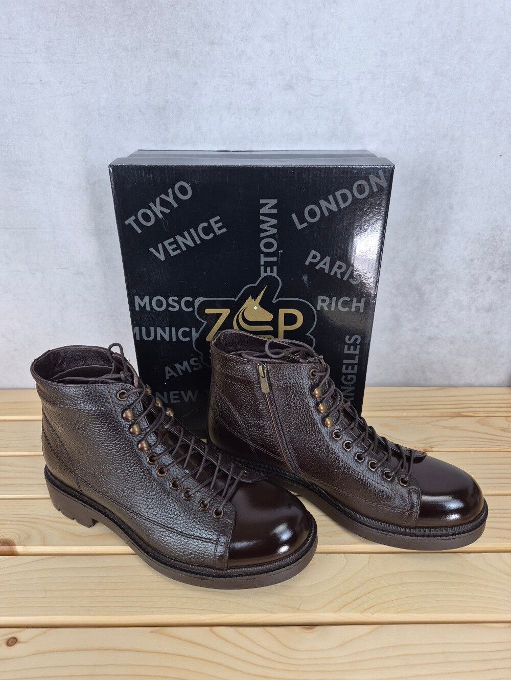 NEW Paul Branco Chukka Ankle Boots Genuine Leather Men 10 Brown Side Zip NIB